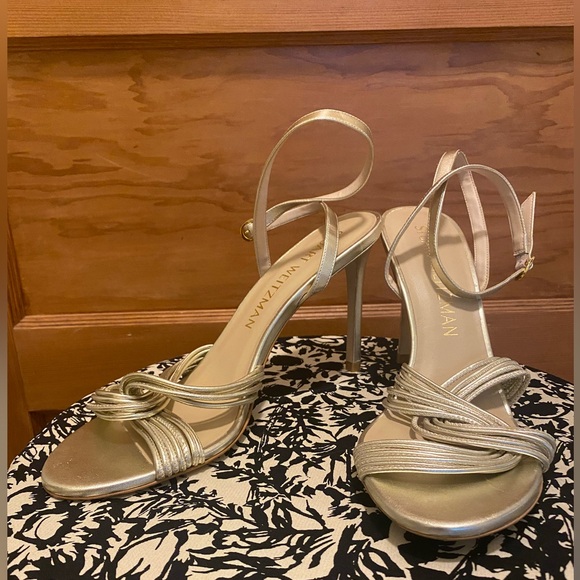 Stuart Weitzman Strappy Gold heels - Picture 2 of 5